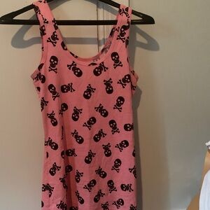 No Boundaries Pink and Black Skull Tank top